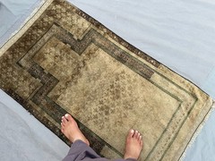 2’10 x 5 ft Antique Afghan Hand Knotted Rug Wool Prayer Carpet Vintage Faded rug
