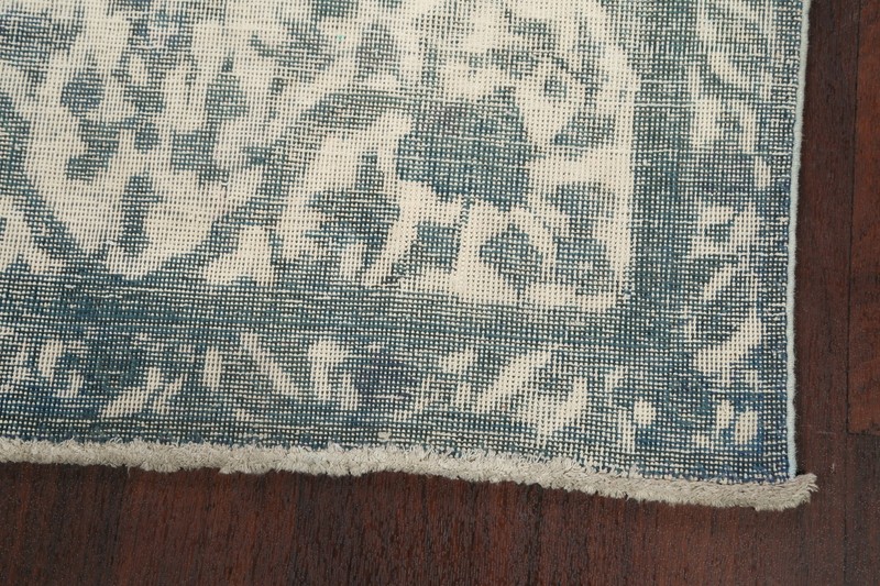 Semi Antique Distressed Floral Tebriz Area Rug Level Loop Pile Hand-Knotted 3x5 gallery