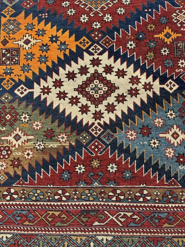 STUNNING ANTIQUE 4’ X 6’ 19th CENTURY SNOW FLAKE KUBA CAUCASIAN ORIENTAL RUG gallery