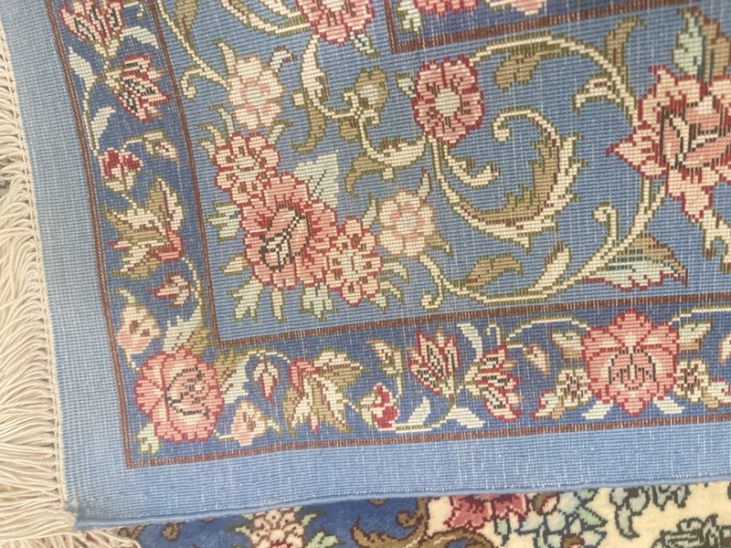 AUTHENTIC QOUM SILK WALL HANGING RUG SIGNED " REZVANI " gallery