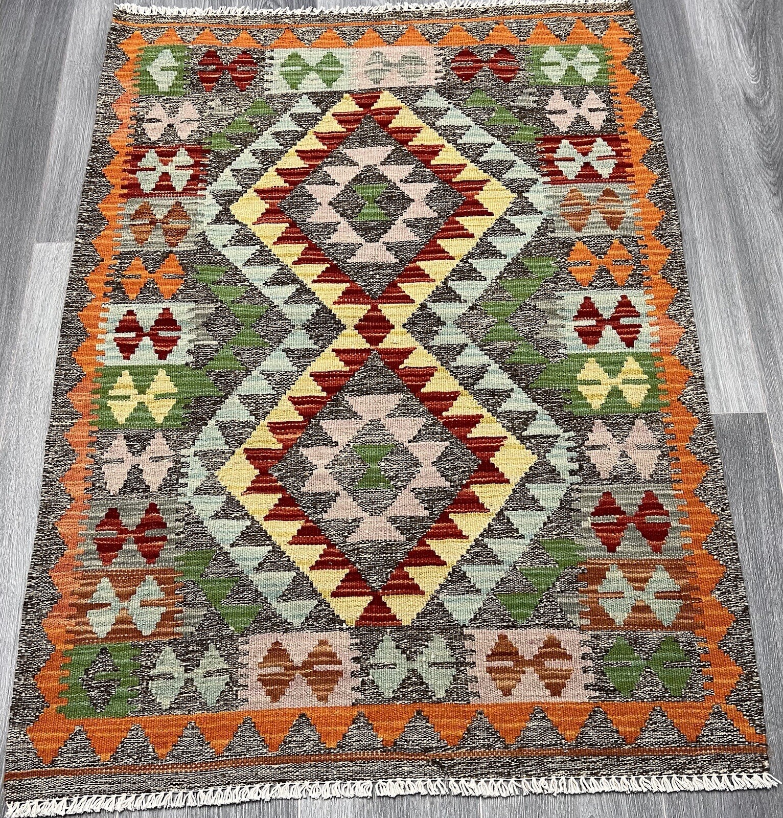Vintage Kilim Traditional Hand Made Oriental Wool Kilim 4ftx3ft 119cmx86cm gallery