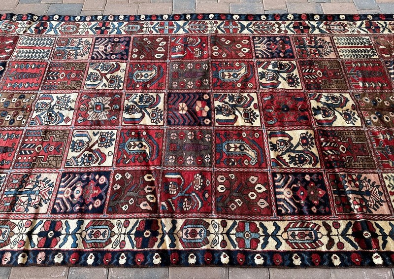 Handmade Turkish Vintage Rug,Pink & Blue 4 Seasons Design, Light Distress, 5x10 gallery