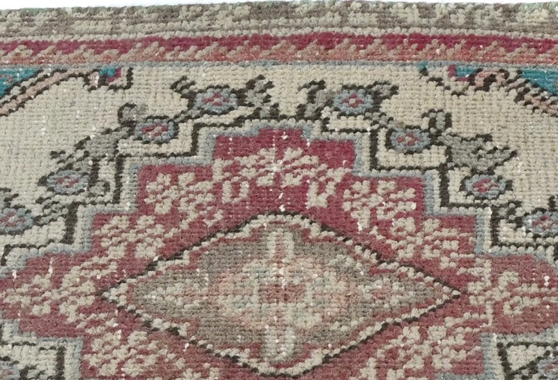 Semi-Antique Handmade Oriental Rug 1'5X2'4 ft Muted Floral Distressed Carpet gallery