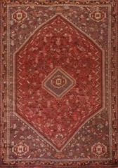 Traditional Vintage Area Rug 7×10 Vegetable Dye Hand-knotted Wool Red Carpet