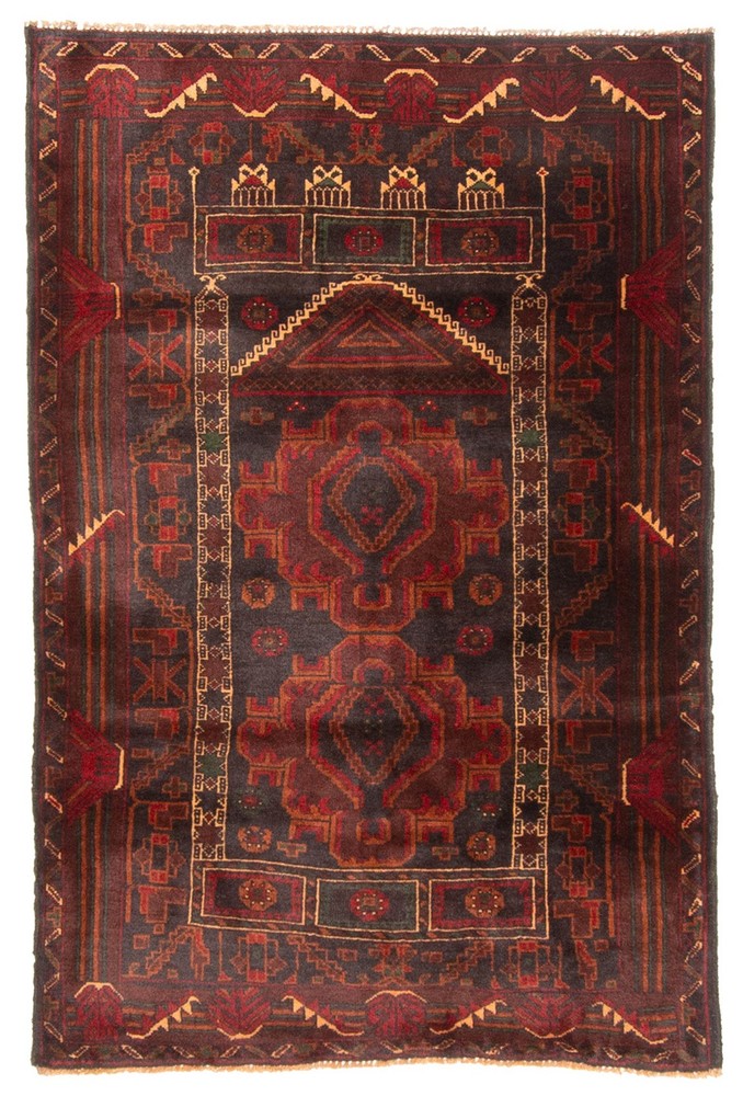 Vintage Hand-Knotted Area Rug 3'1" x 4'6" Traditional Oriental Wool Carpet