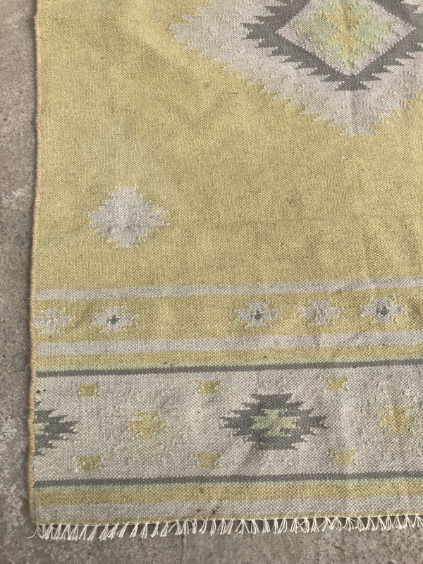 Vintage Traditional Handmade Turkish Geometric Wool Flat Kilim Rug 156x100 cm gallery