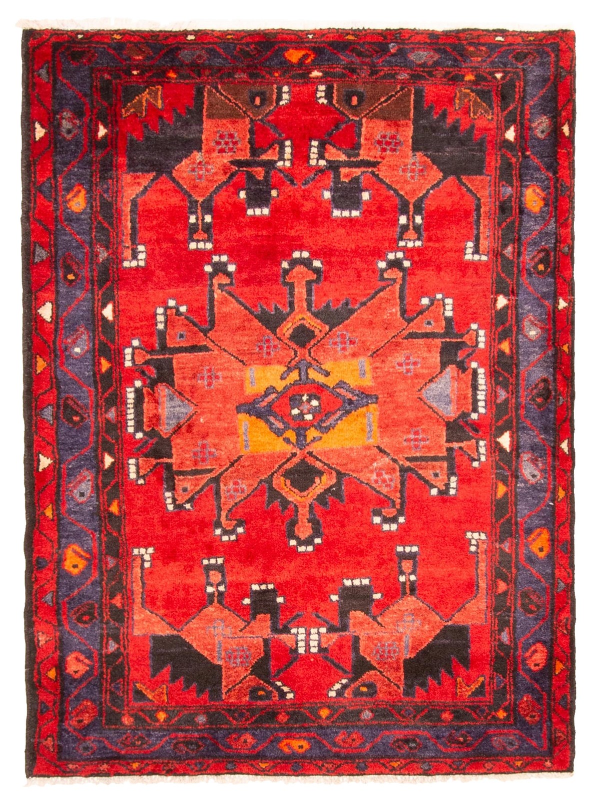 Vintage 3'7" x 4'10" Traditional Hand Knotted Vegetable Dye Wool Area Rug gallery