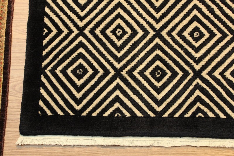 CLOSE OUT SALE _TIBETAN_RUG_Black & White 6' x 9' handmade Thick Wool Area Rug gallery