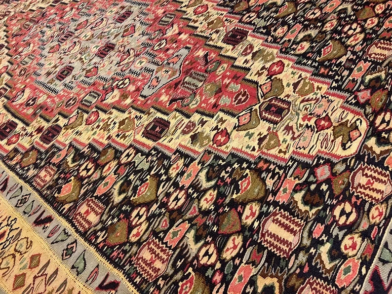 10 X 7 FT Stunning Vintage Super Fine Quality Senneh Knots Floral Kilim gallery