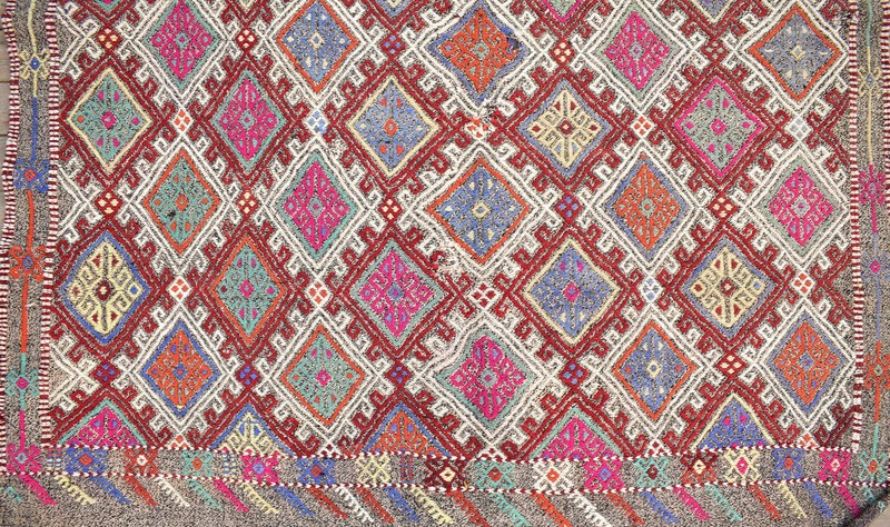 Turkish Kilim 60''x78'' Handwoven Adana Cicim Kilim 154x200cm Vintage 5x6 Rug gallery