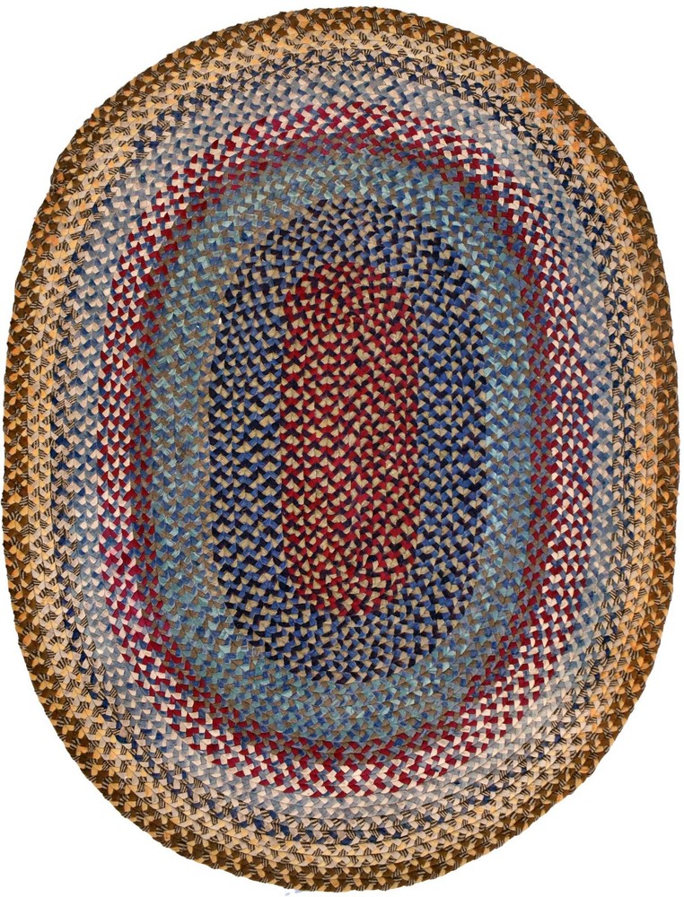 Vintage Hand Made Braided Wool Rug - Maine - Country, Folk Craft, Oval - 40x52