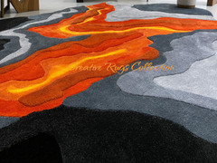 Modern Abstract Lava Area Rug Irregular Shape Hand Tufted Carpet Designer Rug