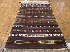 Pre-1900’s Antique Natural Old Dye Hand-spun Wool Flat-Woven Kilim 2’9”x4’8”ft