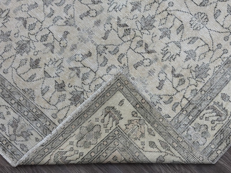 7x10 Vintage Beige Neutral Turkish Area Rug: Hand-Knotted Wool Living Room Rug gallery