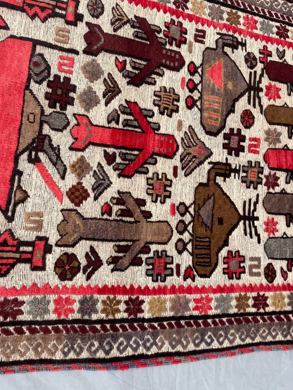 2'11x4'4 Ft Vintage Afghan Baluchi Inspired Tribal Pictorial Kilim Area Rug gallery