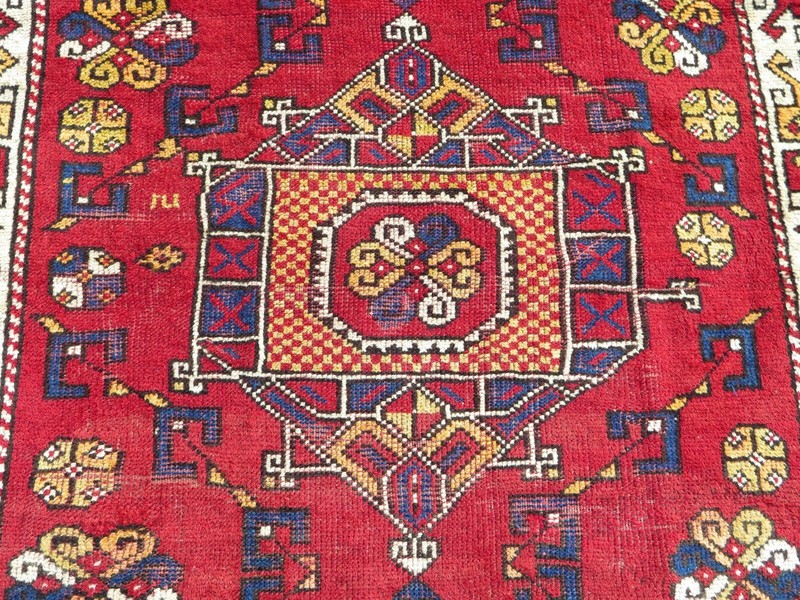 Oriental Antique Carpet, Red Wool Rugs, Handwoven Bedroom Floor Teppiche 50"x66" gallery