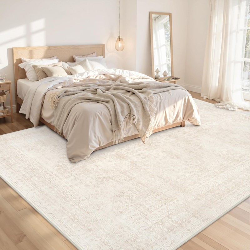 8x10 Area Rugs for Living Room: Vintage Boho Neutral Washable Rug Indoor Soft... gallery