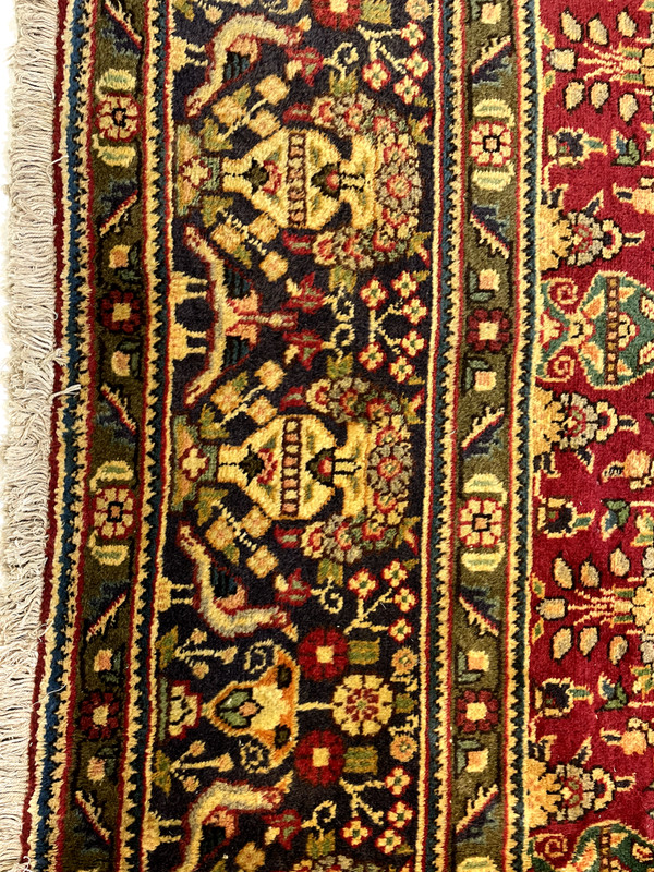 Antique Oriental Hand-Knotted Wool Area Rug Red/Navy Blue/Green 9'6" x 12'11" gallery