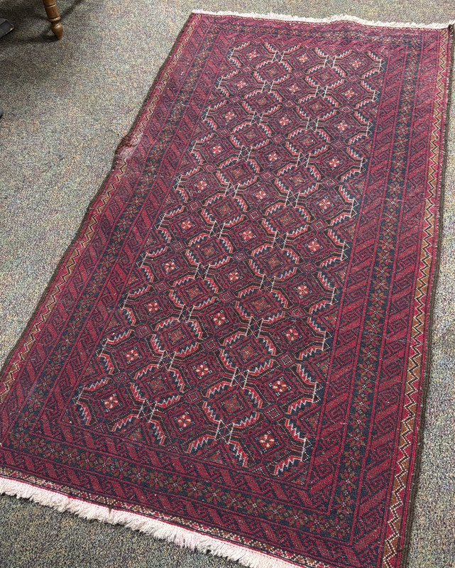 ANTIQUE Oriental RUG HANDMADE VINTAGE handwoven red 3x6 ft gallery