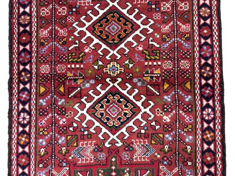 Vintage Karajeh Tribal Hand Knotted Wool Area Rug 3x5 Red Blue Geometric Boho gallery