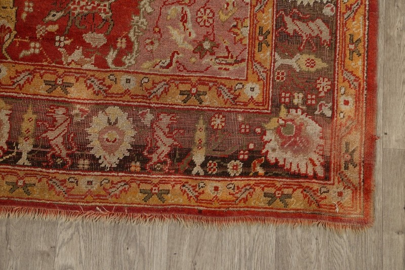 Pre-1900 Handmade Vegetable Dye Oushak Oriental Area Rug Antique Carpet 7x10 gallery