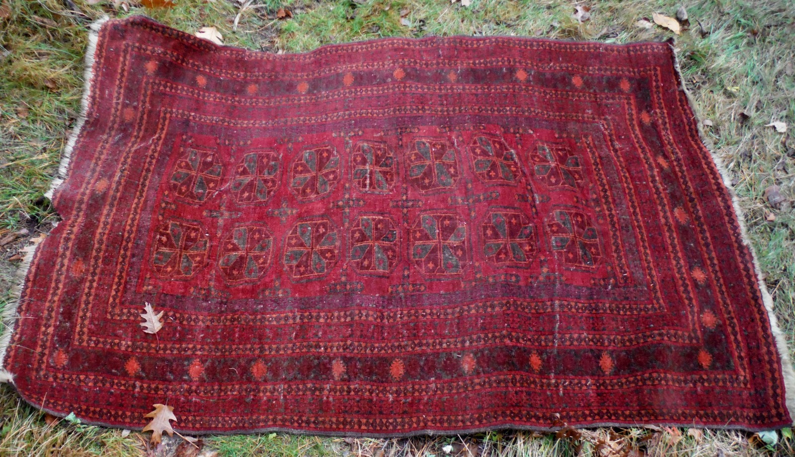 Antique Vintage Afghan Bokhara Deep Red Oriental Carpet 47" x 65" from Estate gallery
