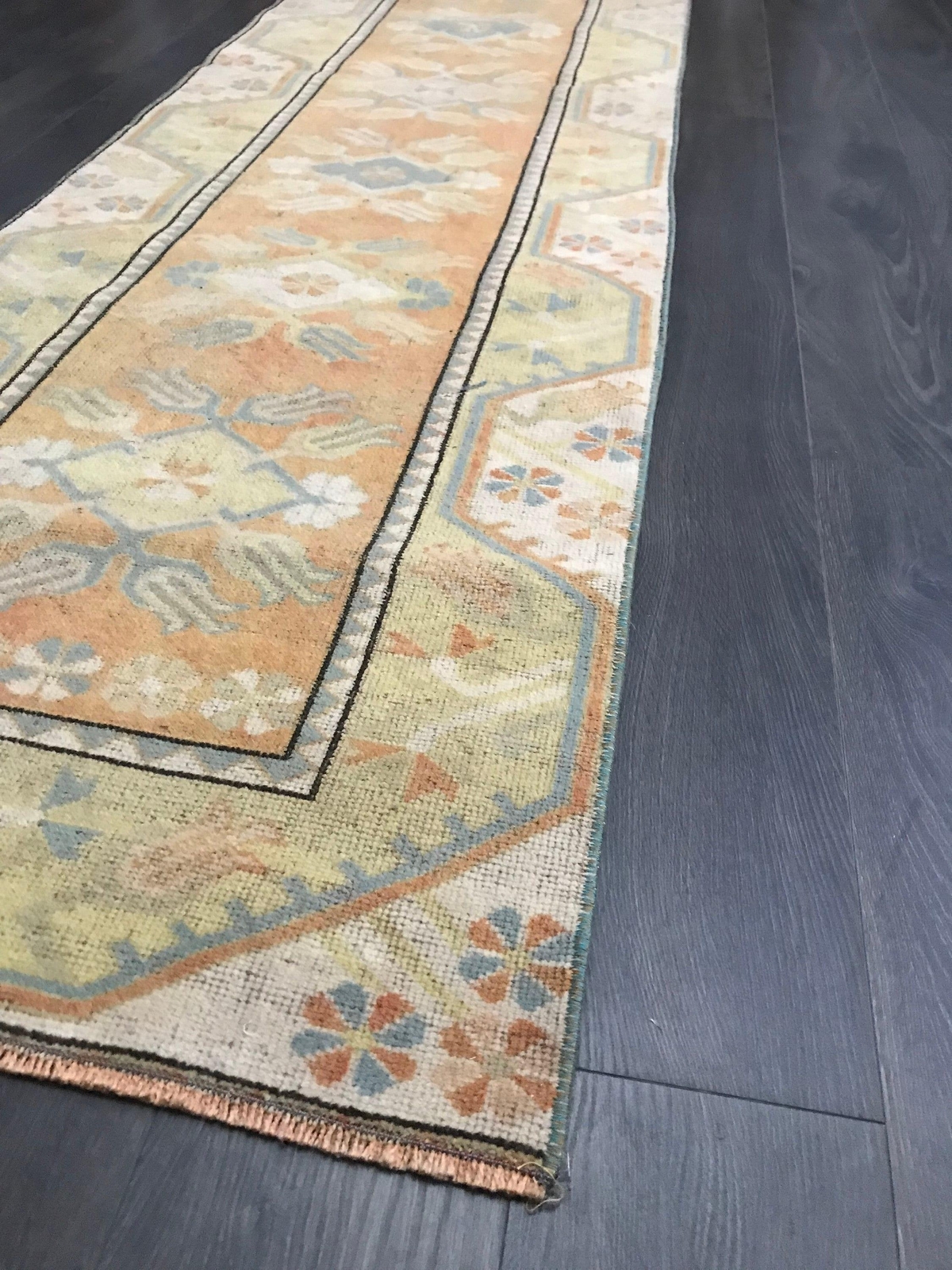 Orange Runner Rug , Wool Oushak Rug , Hallway Runner Rug , Beige Anatolian Rug , gallery