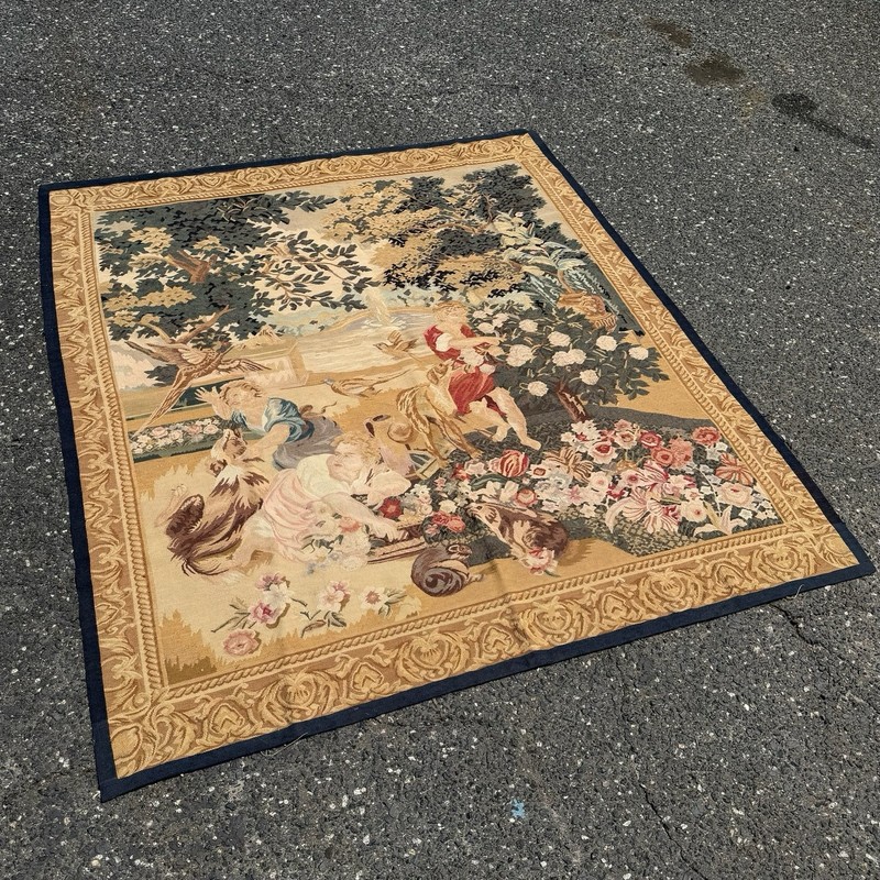 WALL HANGING FRENCH OR BELGIUM DESIGN TAPESTRY WOVEN EUROPEAN RUG gallery