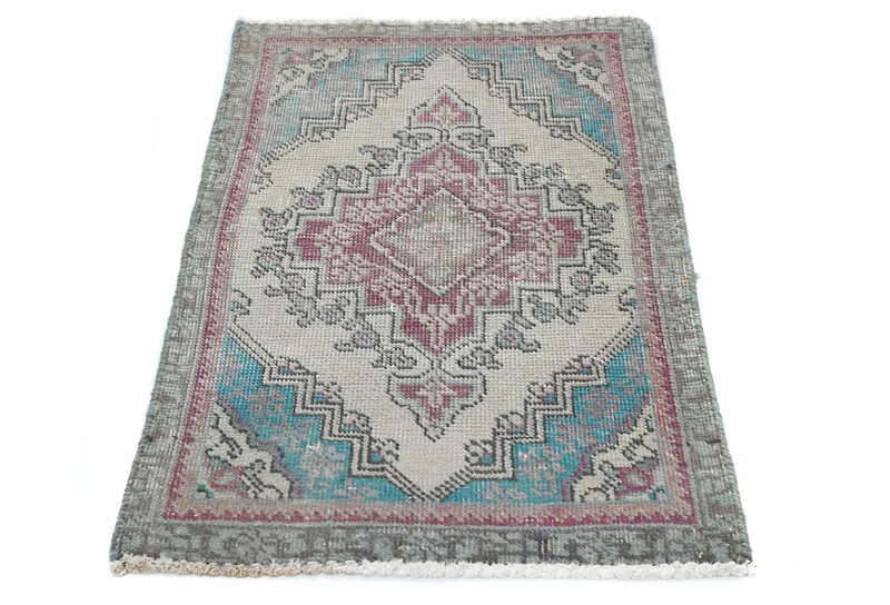1'6X2'5 ft Semi-Antique Distressed Oriental Rug Muted color Vintage Carpet gallery