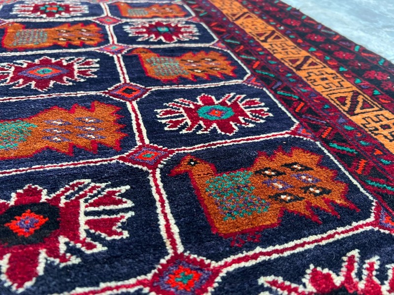 4x6 Vintage Pictorial Soft Decor Rug - Wool, Tribal Pattern Nomadic Art Rug gallery