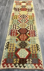 Handmade Kilim Runner wool natural colours Afghan Traditional 288cmx88cm