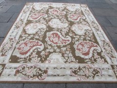 Fine Vintage Hand Made French Design Wool Brown Original Aubusson 308X245cm