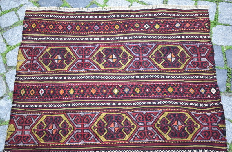 Turkish Rug 36'' x 41'' Vintage Soumak Rug Home Decor Rug Rare Size Wool Rug gallery