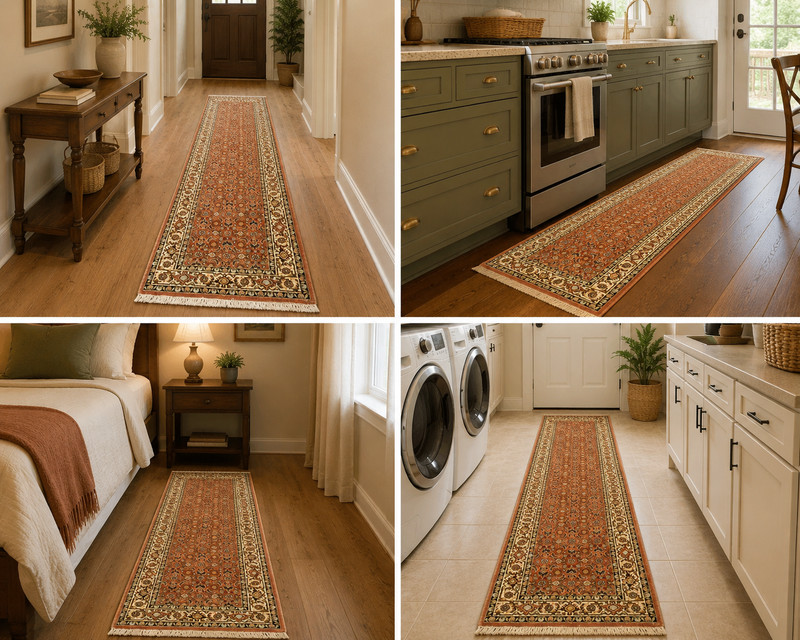 NATURAL WOOL Old Orintal Rugs, Hand Woven,knotted size Approximately 2'3" x 6'6" gallery