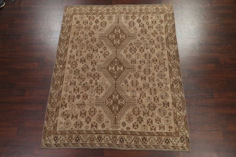 Antique Muted Distressed Hand-knotted Traditional Evenly Low Pile Area Rug 7x9 gallery