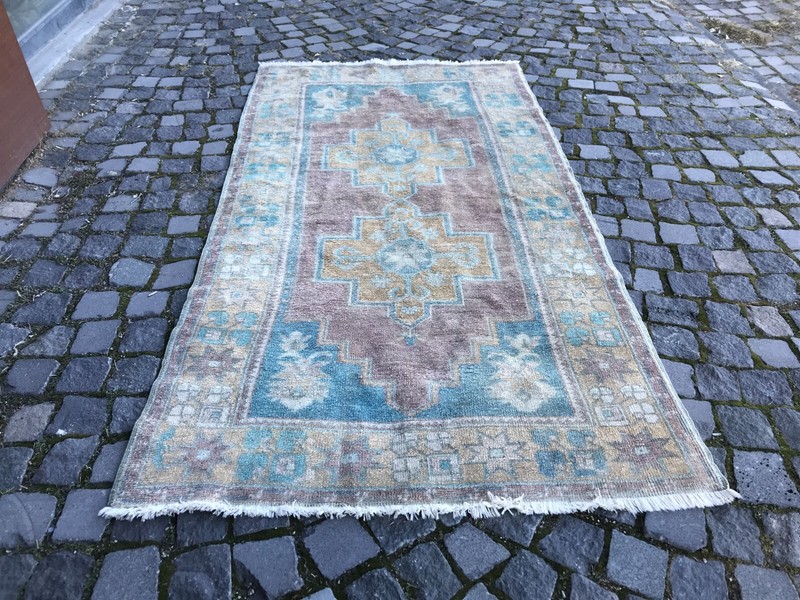 Bohemian Area Rug Handmade Wool Rug Turkish Vintage Traditional Rug Home Decor gallery
