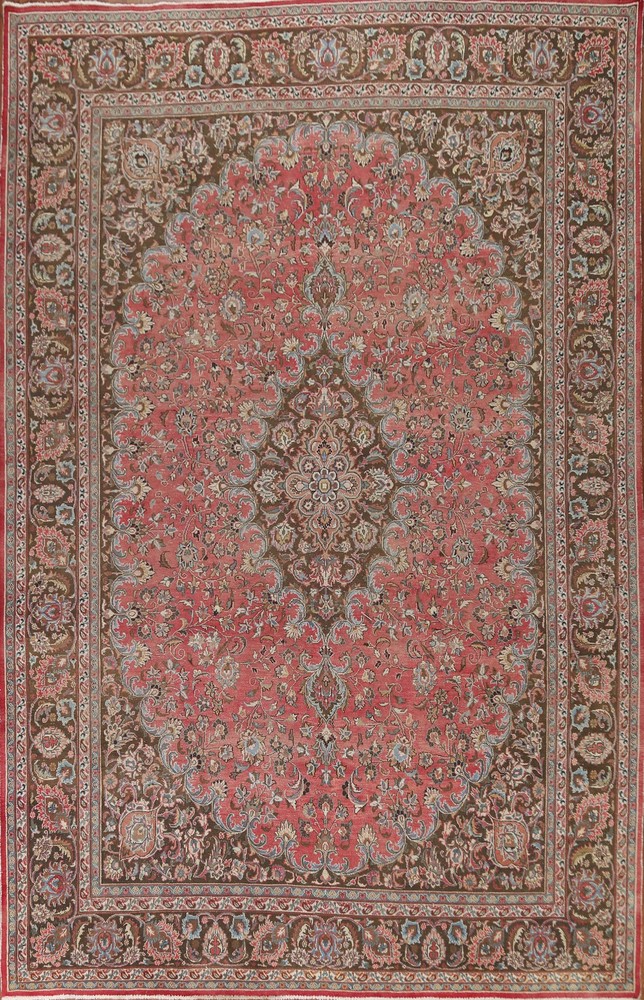 Pink Traditional Vintage Area Rug 10x13 Handmade Wool Floral for Living Room