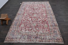 Oushak Turkish Vintage Rug 5×8 Kilim Rug Anatolian Handmade Boho Decor RED