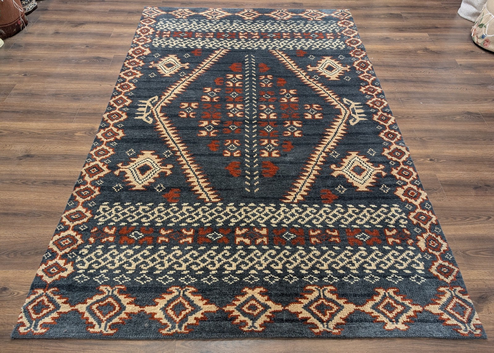 Indo Tibetan Rug 6x9, Hand-Knotted Wool Navajo Design Carpet gallery