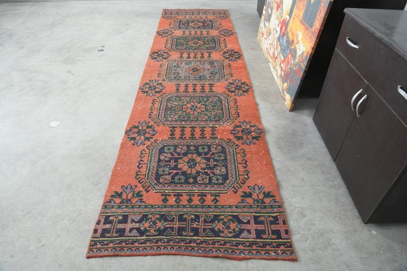 3x11 turkish area runner rug, hand-knotted vintage oushak rug, boho decor, 44 gallery