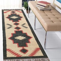 Accent Rectangle Rug Kilim Vintage Wool Jute Hallway Home Decorative Area Rugs