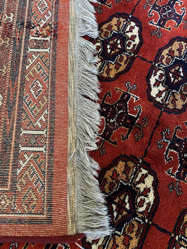 Exceptional Hand-Knotted Kazakhstan Bokhara Wool Rug - Red Field - 11'2" X 8'3" gallery