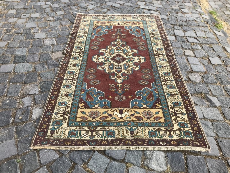 Handmade Wool Rug, Bohemian Area Rug, Turkish Vintage Rug, Home Decor, 3,2x5,5ft gallery