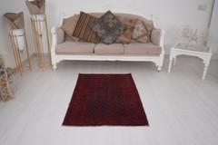 Neutral Vintage Small Rug, Turkish Oushak Rug 3×4 Handmade Area Wool Carpet 410