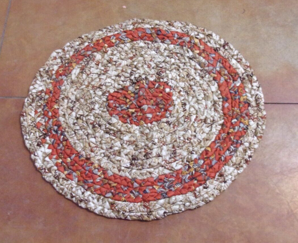 Vintage Handmade Braided Rug - New/Unused - 33" X 29" - Tans & Browns gallery
