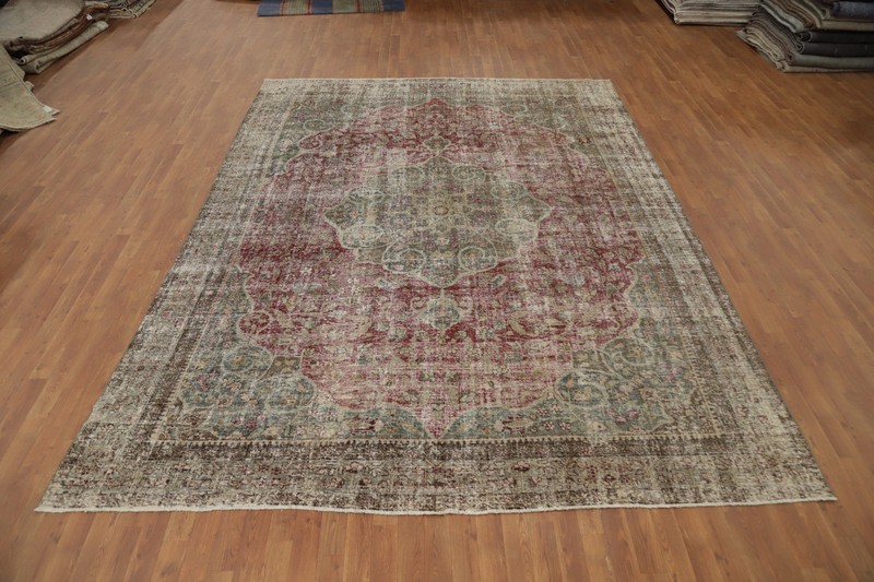 Distressed Antique Vegetable Dye Traditional Area Rug 9x12 ft Hand-knotted Wool gallery