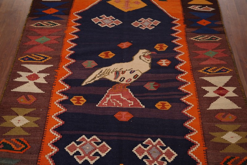 Vegetable Dye Kilim Tribal Area Rug 5x6 Ft Hand Woven Oriental Wool Carpet gallery