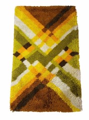DESSO Allegro shag dralon wool Rug green orange yellow vintage 70s mid-century