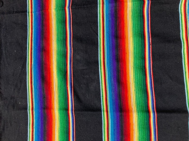 Vintage Handmade Traditional Mexican striped Kilim Floor Rug Carpet 210x141 cm gallery