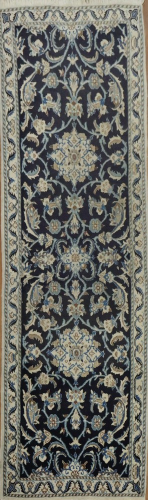 Navy Blue 6 ft Narrow Runner Rug Perfect for Hallways 2x6 Handmade Wool Carpet